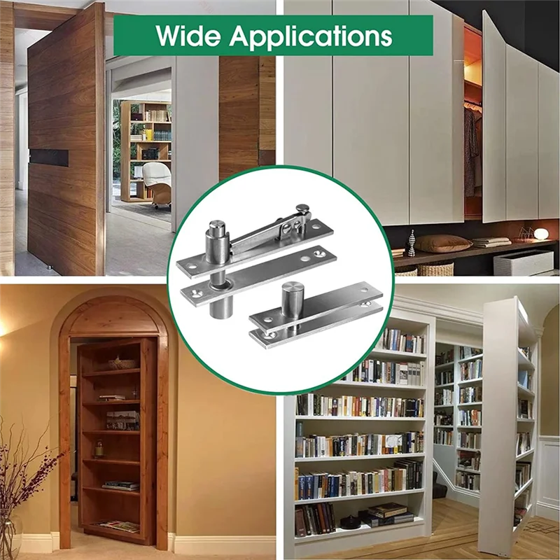 Pivot Hinge Stainless Steel Closet Door Hinges Rotation Hinges for Wooden Door Heavy Duty Closet