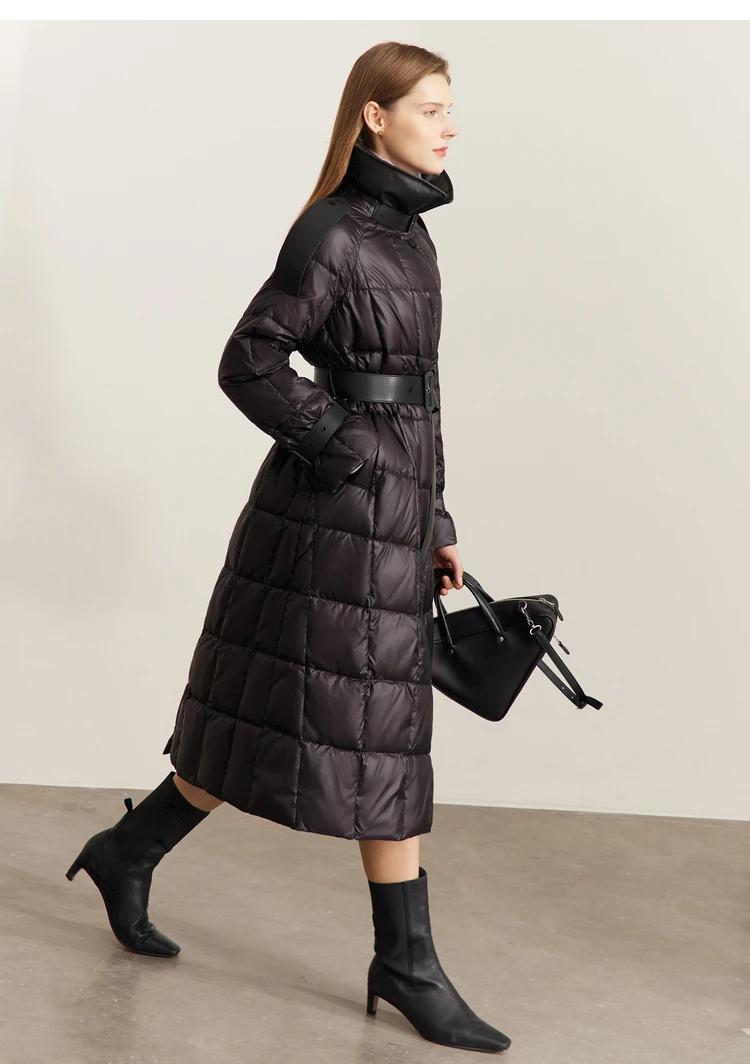 AMII Minimalism Down Jacket Women 2022 Winter New Commuter Fashion Belt Design Solid Warm Antistatic Long Clothing Tops 12241180