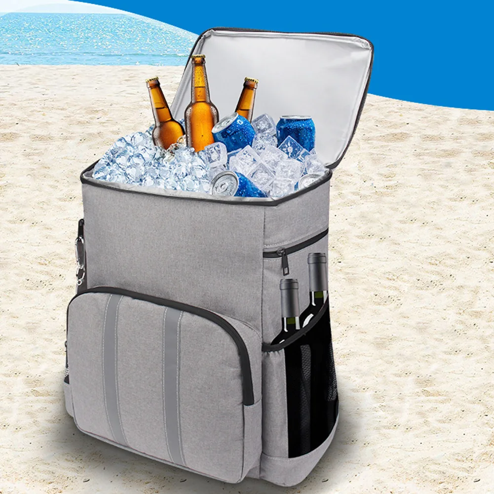 

Pure-Color Insulated Backpack Waterproof Leak-Proof Picnic Bag For Camping Travel