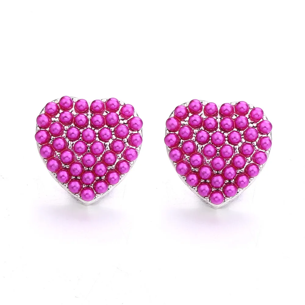 20pcs Snap Button Jewelry DIY Imitation Pearl Heart 12mm Metal Snaps Buttons Charms for 12mm Snap Bracelet