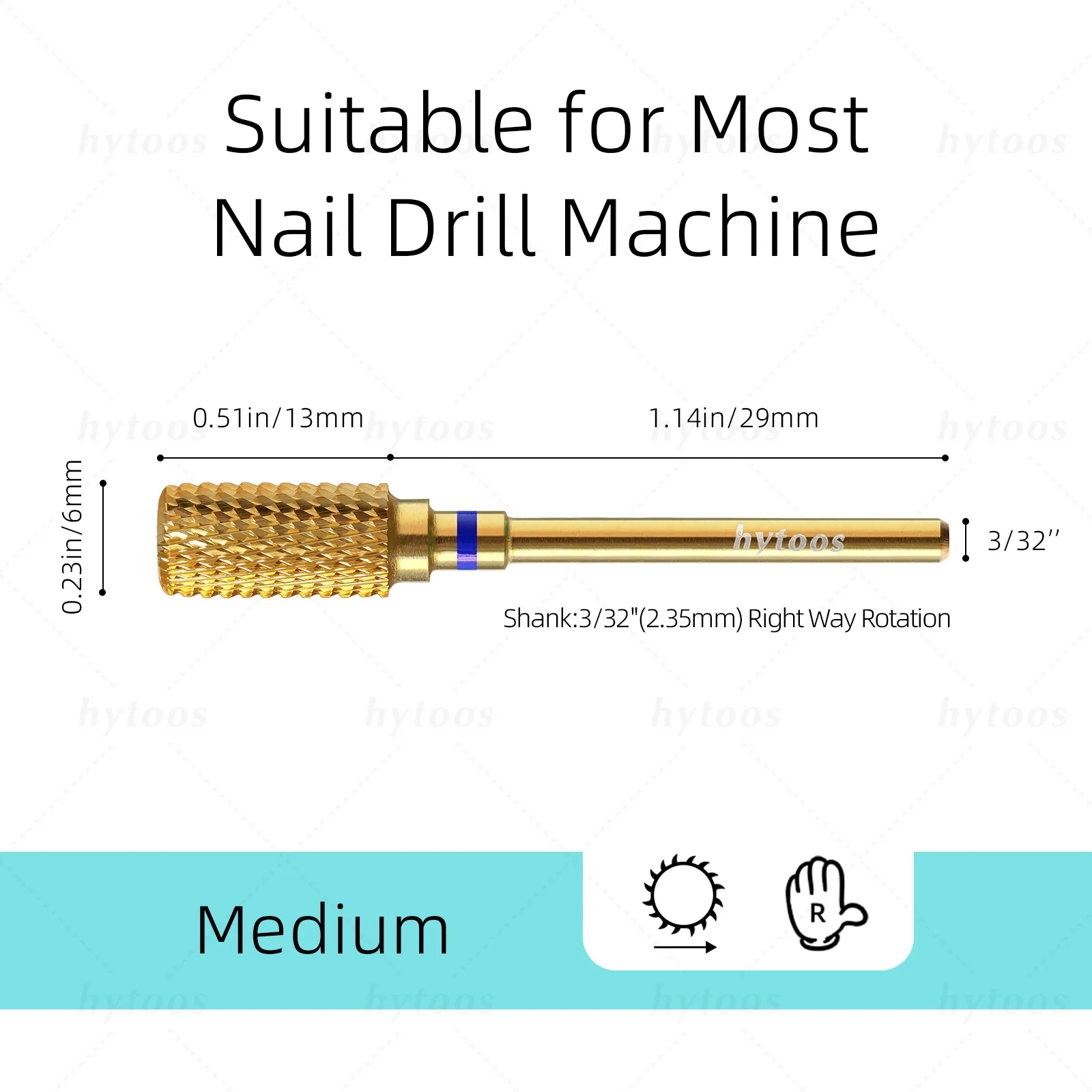HYTOOS 프로페셔널 티타늄 방진 배럴 네일 드릴 비트 전동 카바이드 매니큐어 비트 아크릴 네일 젤 제거 도구