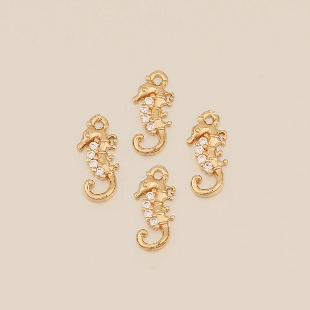 

WHSOK 100Pcs 7*15MM Copper Metal/Hand Made DIY Charms/DIY Making/Hippocampus Shapes/CZ Stone/Jewelry Findings & Components
