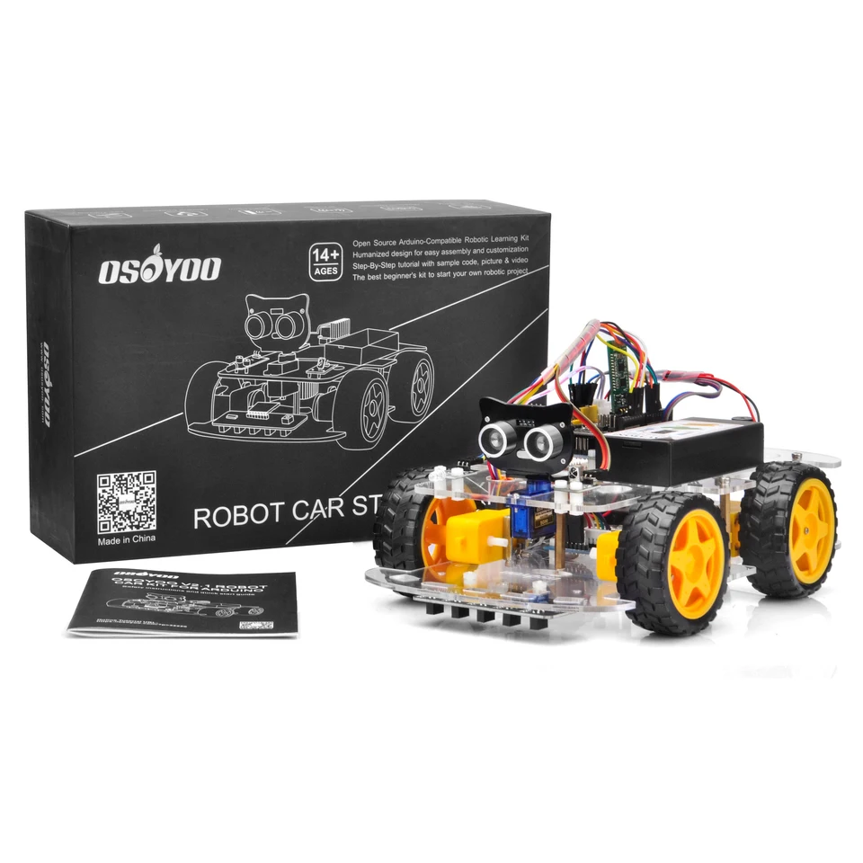 OSOYOO Robot Auto Kit V4.0 Compatible with Arduino IDE - Electronic Construction Kit with Camera, Line Tracking Module and Ultrasonic Sensor - Car Robot Toy - Programming Learning