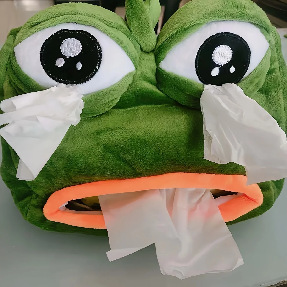 Funny Plush Sad Frog Tissue Box