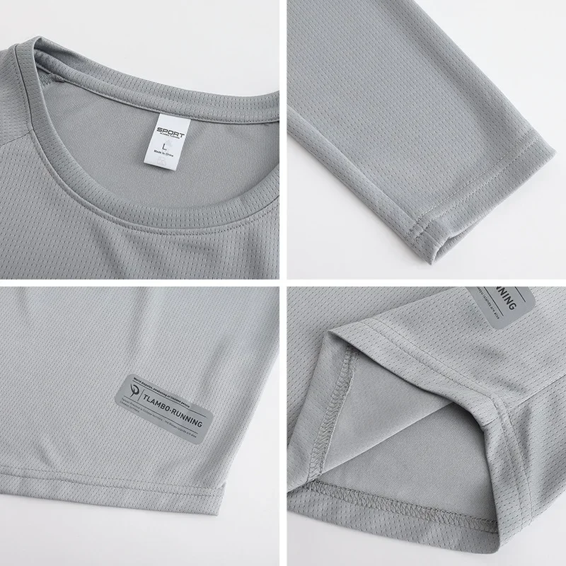 Outdoor long sleeve quick drying clothes men loose sweat absorption marathon spring and autumn running fitness T-shirt