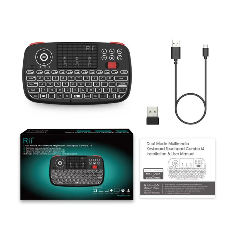 Rii i4 미니 BT 무선 키보드(터치패드 포함) 2.4GHz 백라이트 마우스 원격 제어(Windows 안드로이드 TV 박스 스마트 TV용)