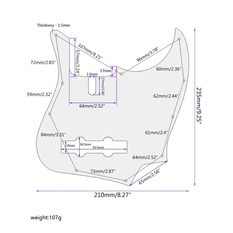 Рисунок 6 - Накладка на бас-гитару с 10 отверстиями