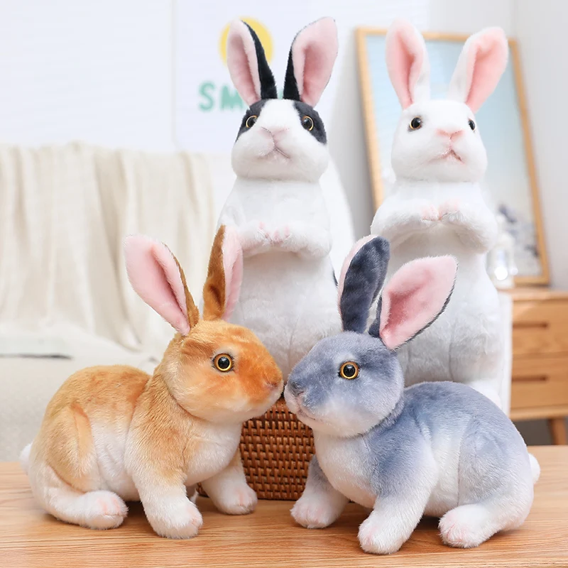 

30CM Realistic Cute White Plush Lop-eared Rabbits Lifelike Animal Photo Props Bunny Simulation Rabbit Toy Model Birthday Gift