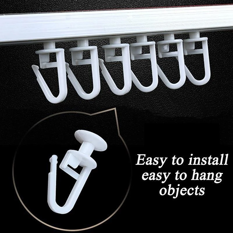 50pcs Curtain Track Mute Slider Plastic Curtain Hook Room Shower Hanging Hook Replacement Parts