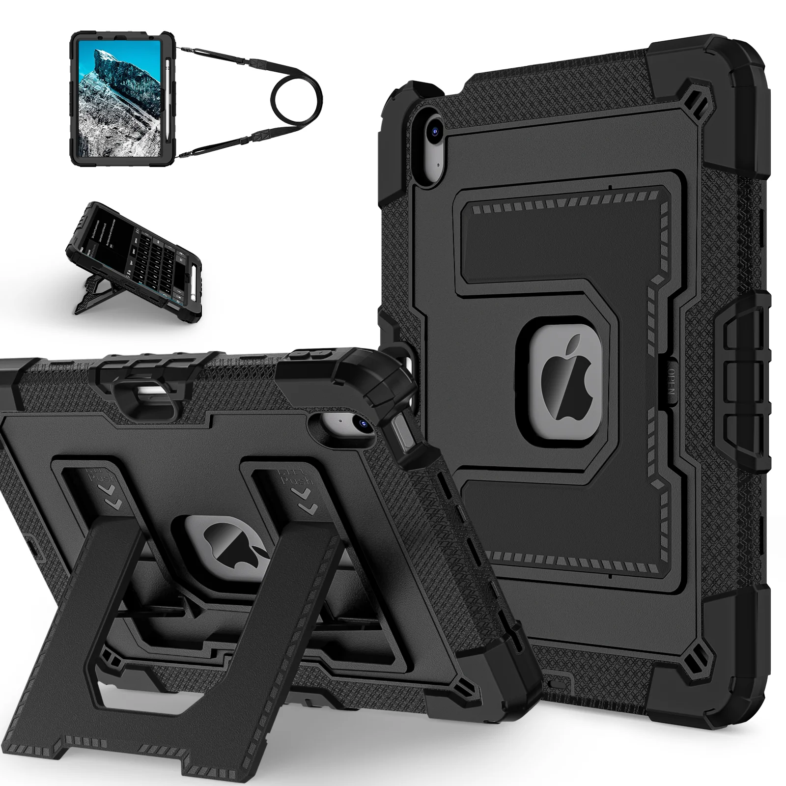 Hybrid Protective Tablet Case with Pencil Holder and Stand, Available in Various Colors