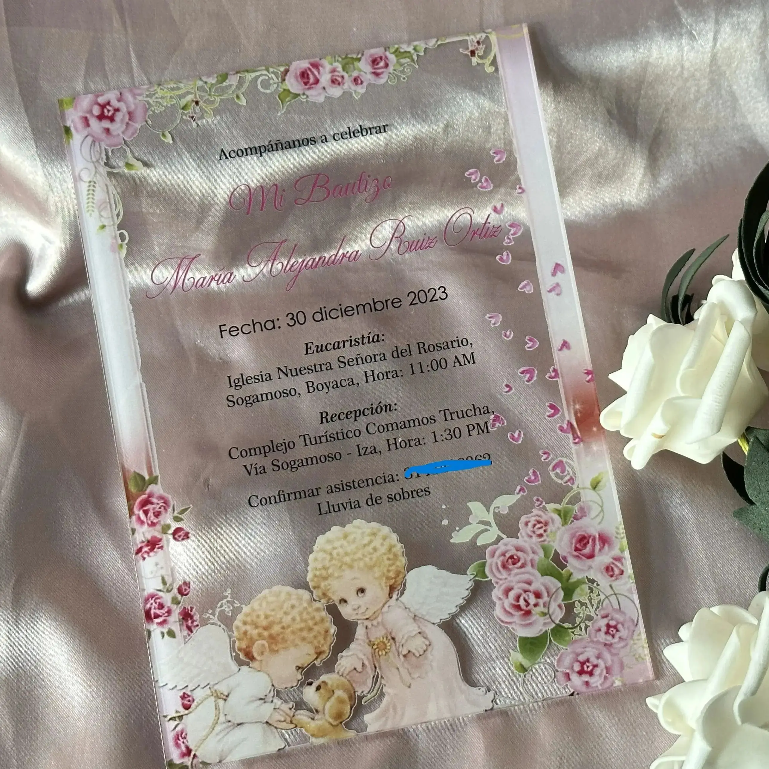 

Personalized Acrylic First Baby Birthday Invitation,Transparent Quinceanera Invite, Party Favor Gift Decoration, 10Pcs