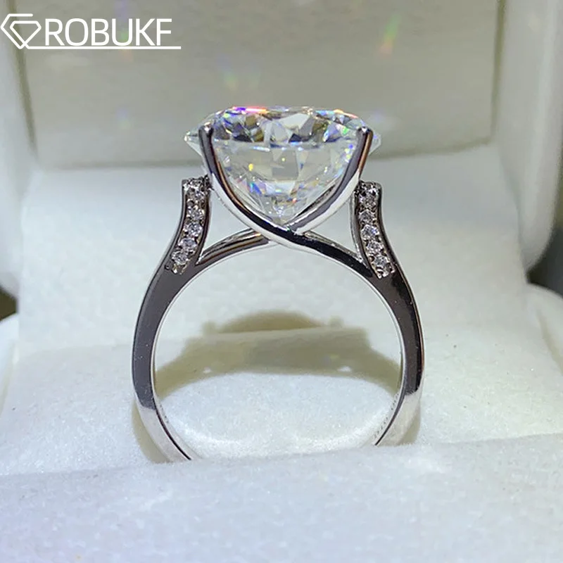 10 Carat Big Moissanite Ring For Women Classic Lab Diamond Promise Wedding Band 925 Sterling Silver Jewelry With GRA Certificate