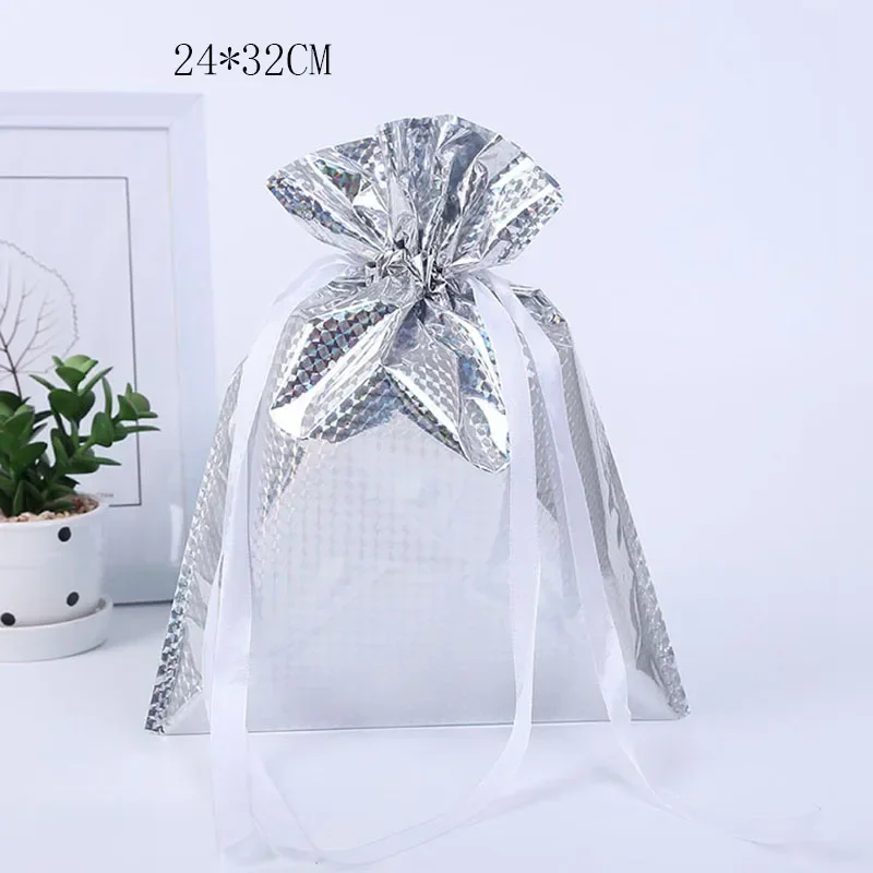 Christmas Gift Bag Pouches Extra Large New Year Gift Candy Bags Laser Printing for Christmas Package Decoration PE Xmas Bag