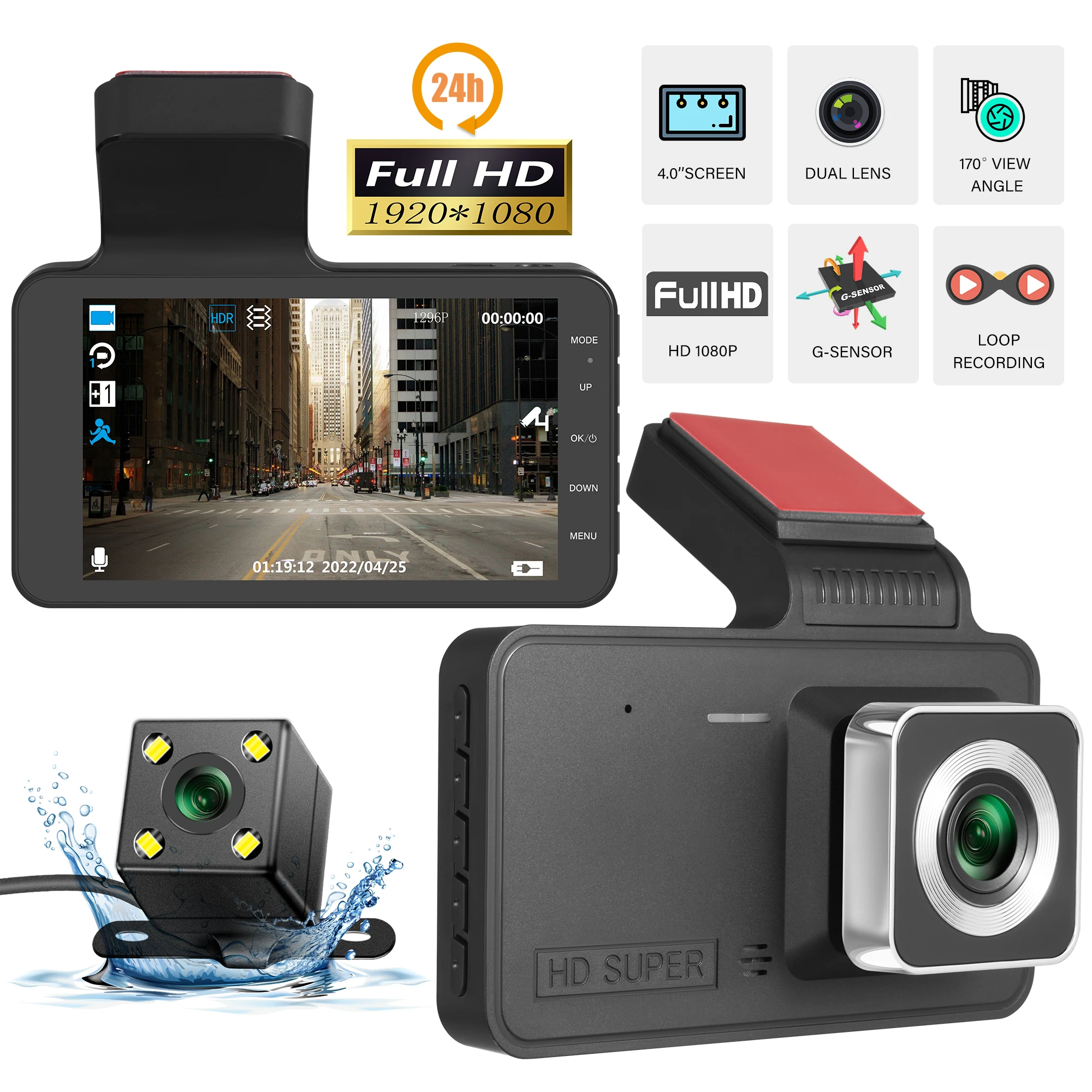 patois træt af en sælger 4.0in Dash Cam Car Dvr 24h Hd 1080p Dash Camera Dual Lens Video Recorder  1080p Black Box Cycle Dashcam Mirror Driving Recorder - Dvr/dash Camera -  AliExpress