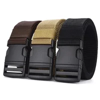 Men's Outdoor Tactical Belt - No Metal Buckle (Plastic), Nylon Canvas Woven, Heavy Duty High Quality Webbing - Image 2