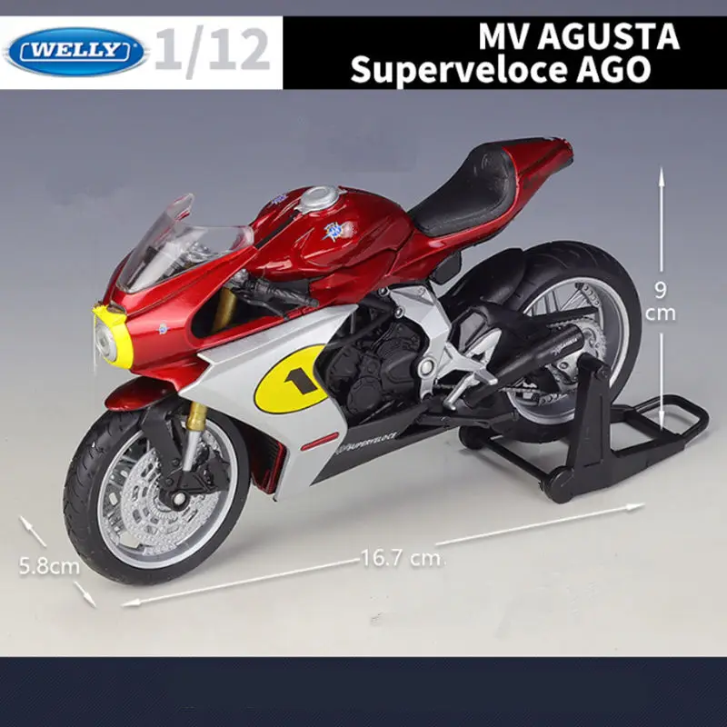 WELLY 1:12 MV Agusta Superveloce Ago Alloy Racing Motorcycle Model Diecast Metal Street Motorcycle Model Simulation Kids Toy Gif 4
