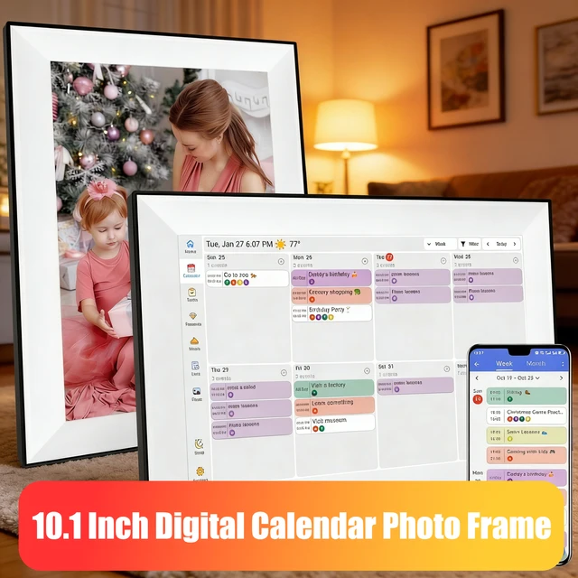 New Version Digital Calendar Touch Screen Smart 10.1 Inch Times Frame for Family Schedules Digital Photo Frame Home Assistant