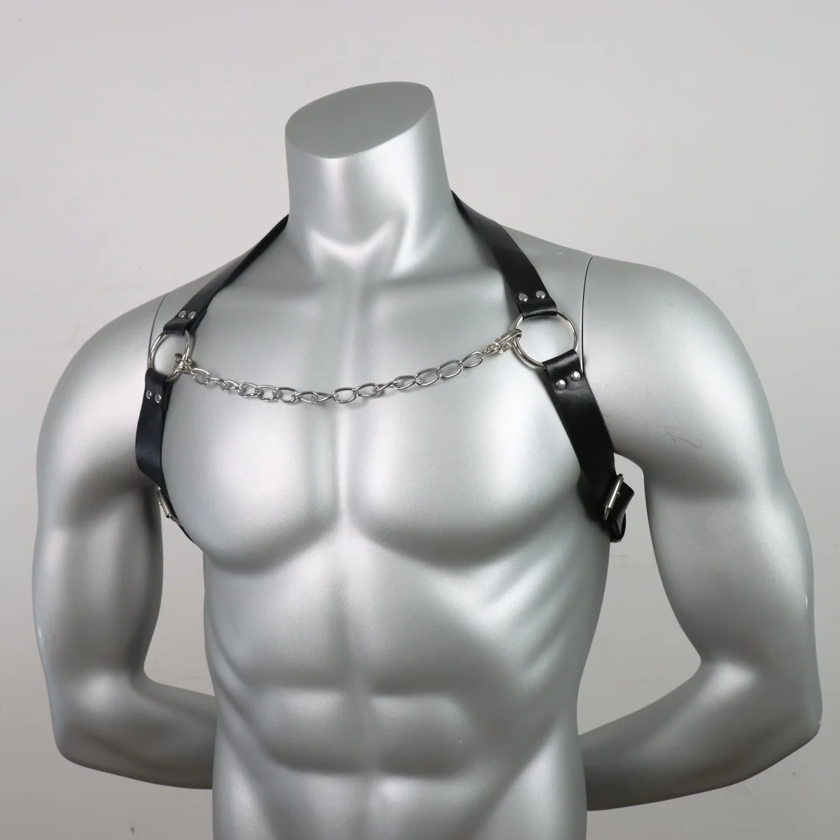 1PC Men's Leather Chest Harness Gothic Body Chain Belt Punk Shoulder Straps Ring, for Men Rave,Clubwear Costume