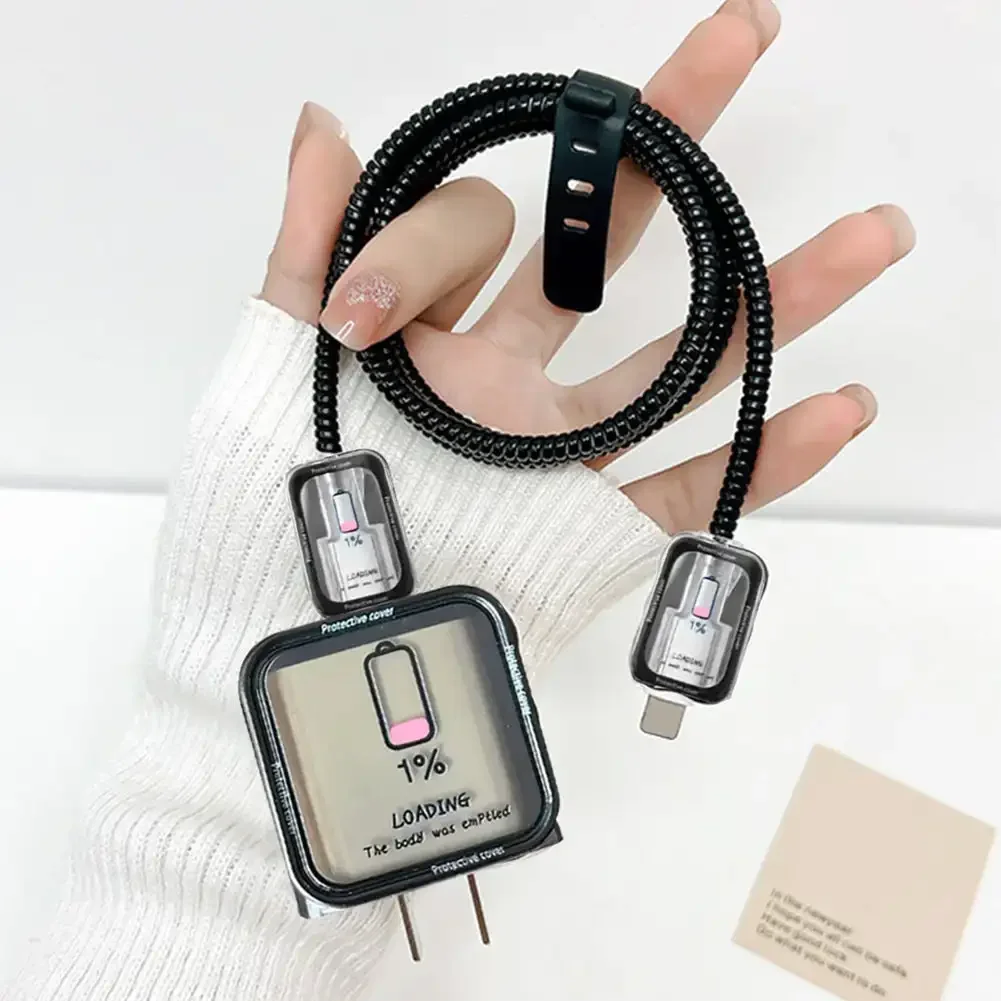 Elegant Creative Line Art Case with Charger Protector & Wire Winder
