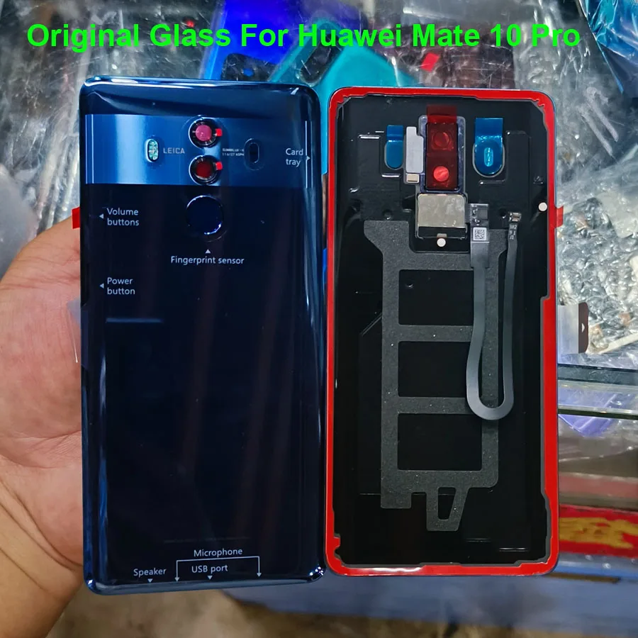 

Original Glass Battery Cover For Huawei Mate 10 Pro With Fingerprint Sensor+Camera Lens+Flash Light Mate 10Pro Rear Housing Case