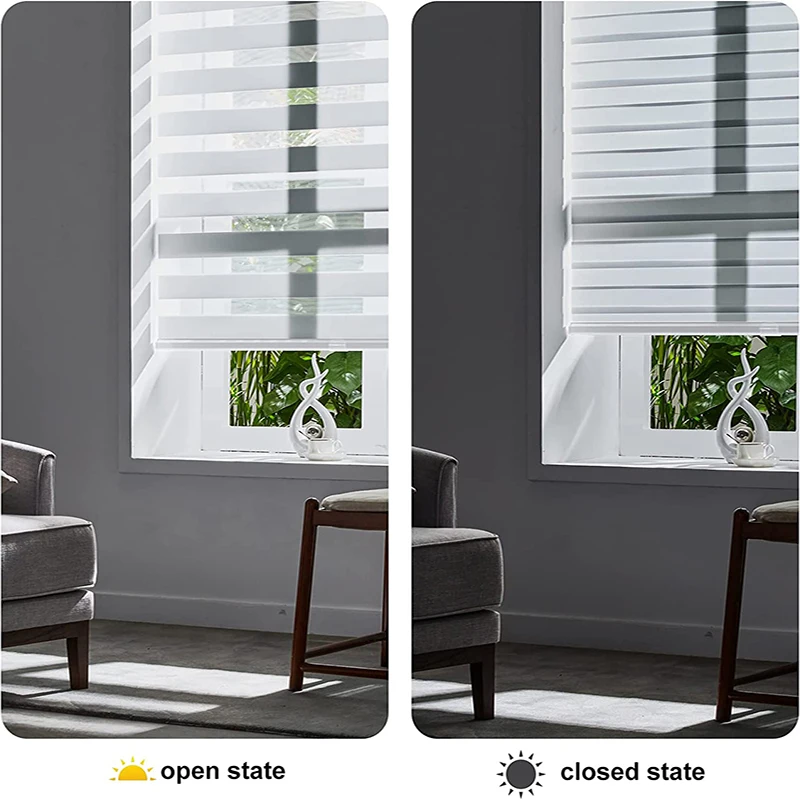 Motorized Window Blinds Smart Zebra Roller Blinds Light Filtering Shades Battery Powered Electric