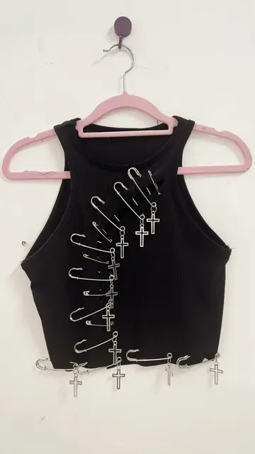 Cropped Safety Pin Racer Back Top 6