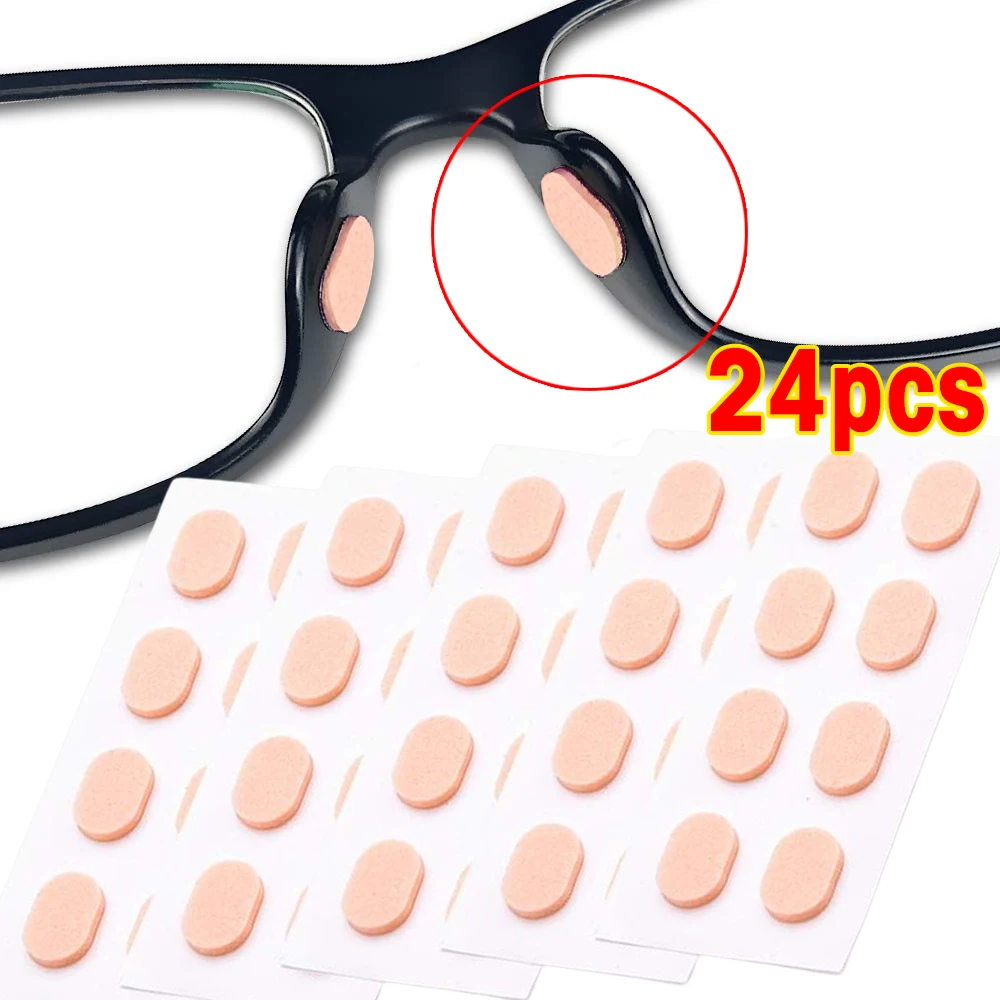 24pcs Soft Anti-slip Glasses Nose Pads EVA Foam Adhesive Sweat Absorb Sponge Nose Pads Eyeglasses Stickers Eyewear Accessories