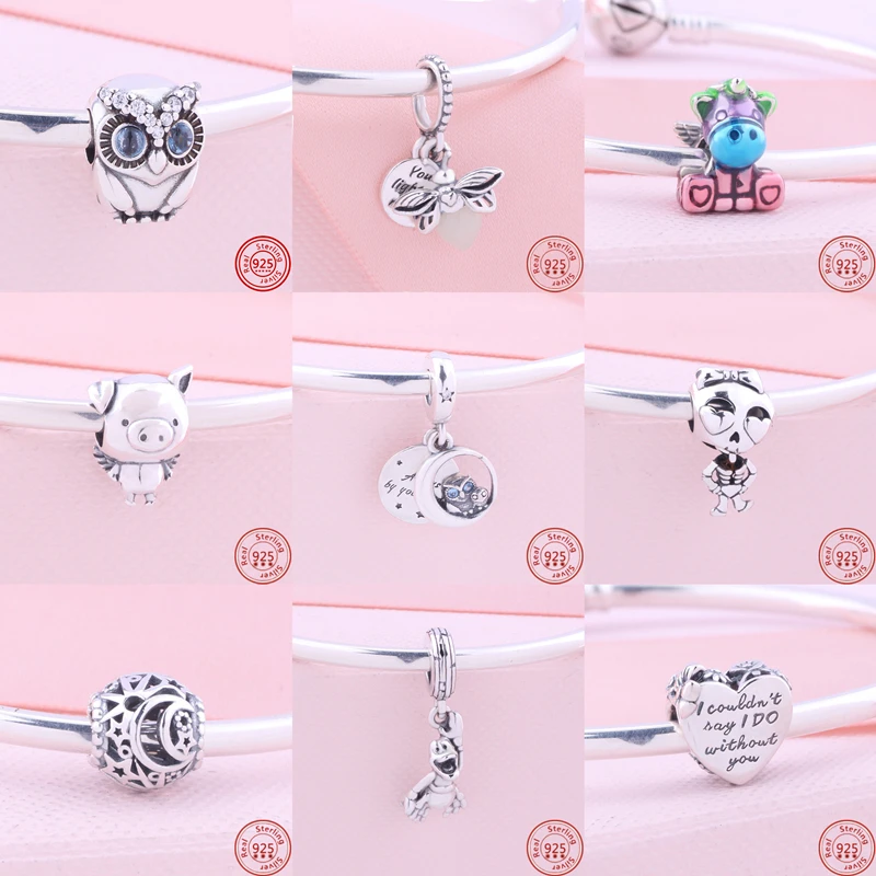 New Flying Pig Firefly Sun Moon Unicorn Perline Fai Da Te Fit Original Pandora Charms Argento 925 Bracciale Donna Accessori Per Gioielleria Raffinata