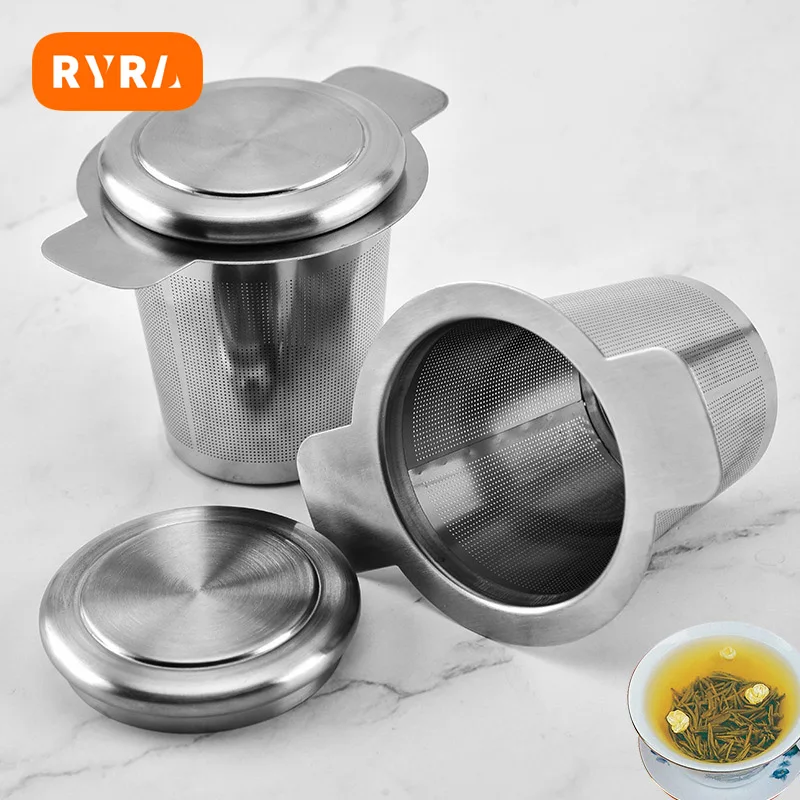 Tea Infuser Leak Binaural Net Stainless Steel With Cover Metal Loose Leaf Spice Filter Grid