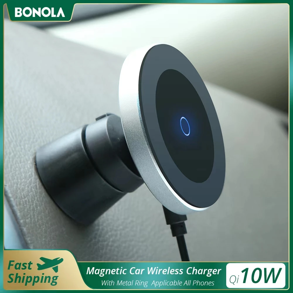 car mobile phone charger Bonola Magnetic Car Wireless Charger For iPhone11ProMax/Xr/Xs/8Plus Qi Phone Wireless Car Charger for Samsung S10/S9/Note10/S8 car cell phone charger