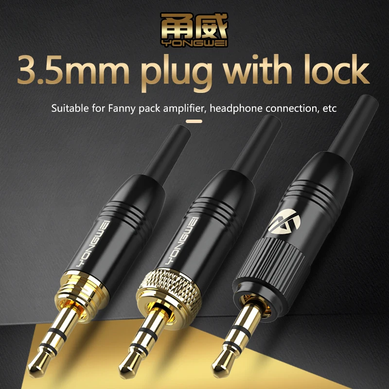YONGWEI 금도금 3.5mm 스테레오 오디오 잭 플러그(나사 잠금 장치 포함) DIY 오디오 비디오 케이블 조립용 호환 가능