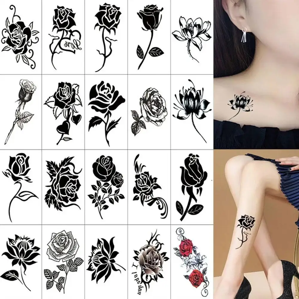 

20/50pcs Waterproof Temporary Tattoo Stickers Sexy Fake Female Flower Tattoo Art Ankle Clavicle Rose Arm Simulation Butterf C7N9