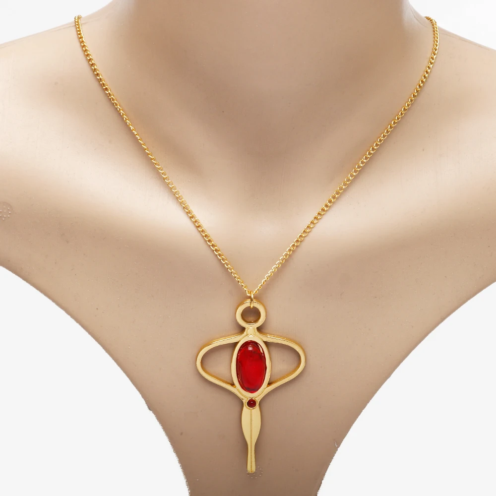 Girls Cosplay Necklace Jewelry Anime Pink Hair Girl Theme Sakura Kyouko Madoka Kaname Gemstone Inlaid Necklaces Party Accessorie