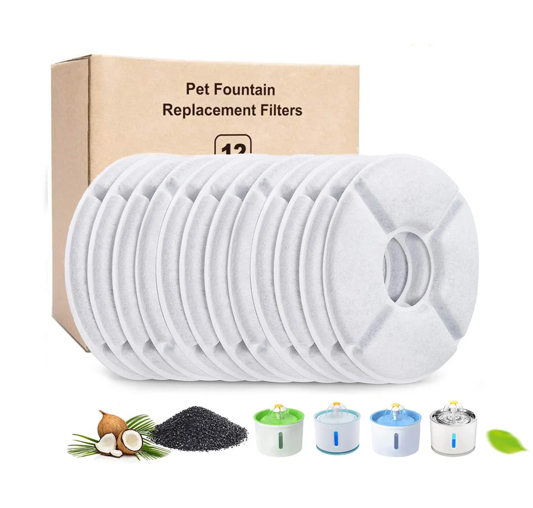 Pet Fountain Automatic Water Dispenser Filters Activated Carbon Drinking Water Fountain Filters Replacement 12 Packs 12PCS Pet Water Fountain Filter Pet Fountain Filter Replacement 