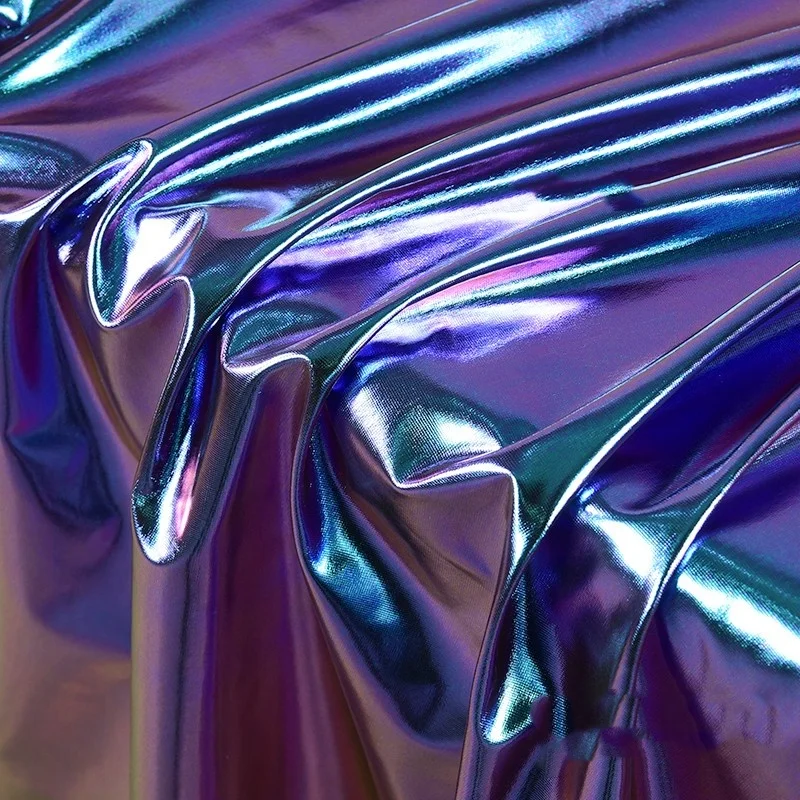Shiny Silver Iridescent Stretch Spandex Fabric for DIY Sewing and Wedding Garments