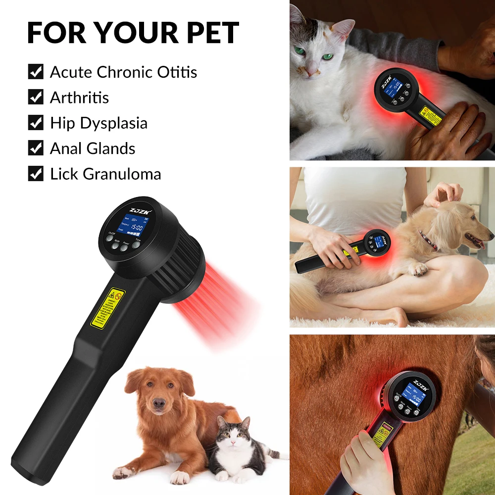 ZJZK Professional Acupuncture Laser 5000mW 15X808nm Cold Laser Therapy for Animals Dogs Pets Injury Wound Pain Healing zjzk 3000mw 3x808nm super powerful class 4 cold soft laser therapy acupuncture pen for pain relief physiotherapy equipment