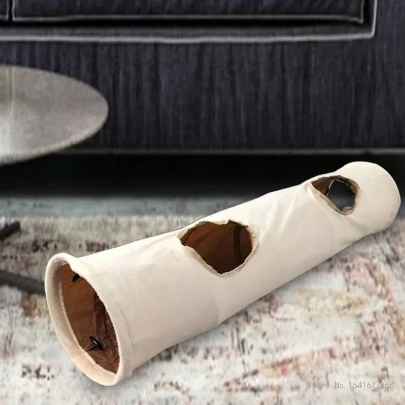 Oxford Cloth Collapsible Cat Tunnel, Plush Pet Tunnel, Drill Hole, Rolling Ground, Chinchilla Toy, Cat Escape, 1Pc