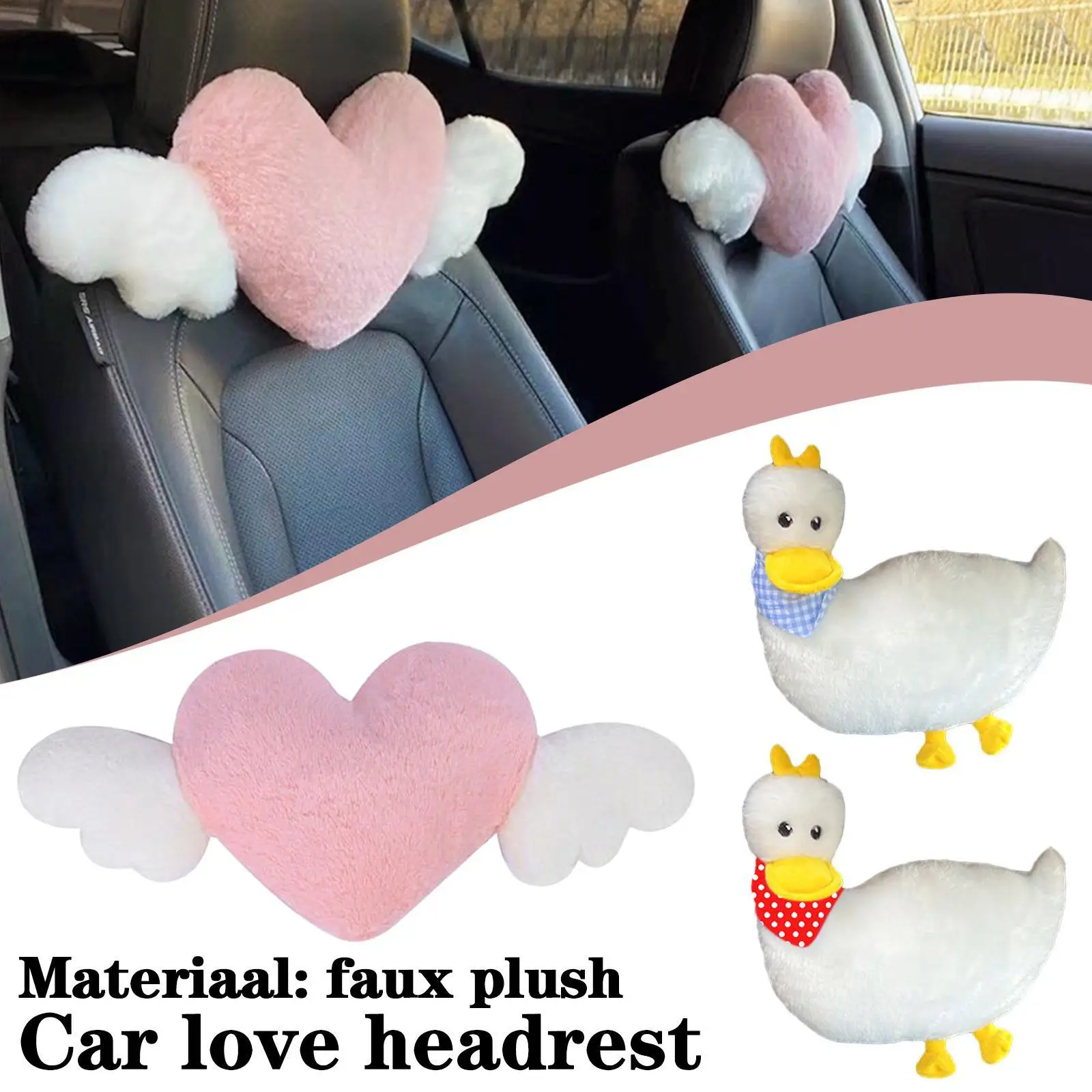 

Car Heart-Shaped Headrest Plush Love Neck Pillow Seat Back Pillow Lumbar Support Cushion Universal Car Interior Accessories