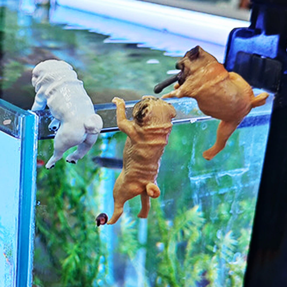 1-3 個ミニ漫画犬飾り樹脂置物 DIY 工芸品像水槽金魚鉢水族館