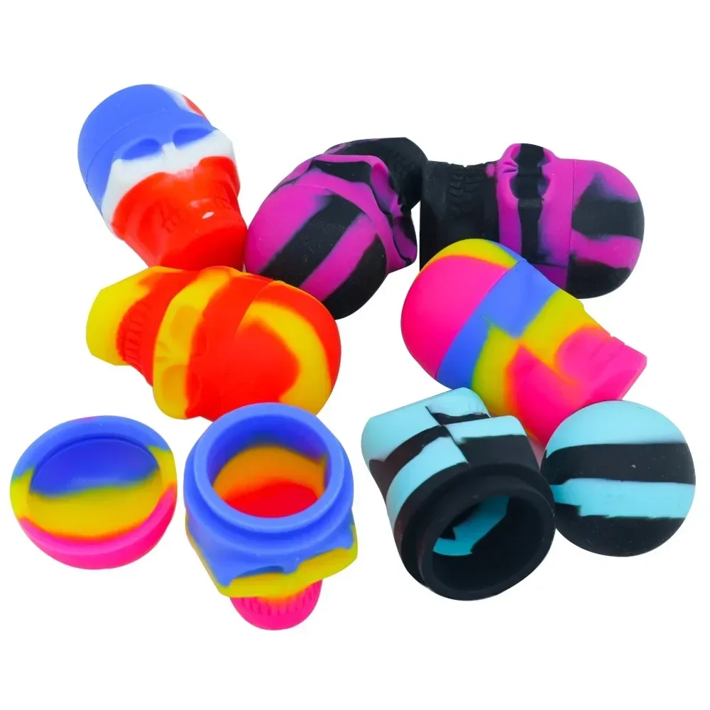 2Pcs Silicone Container Skull Shape 15ml Storage Oil Jar Box Nonstick Wax Portable