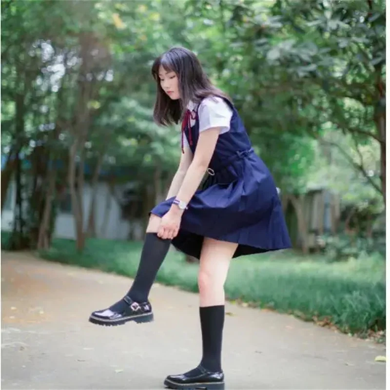 Japanese Pleated Dress Suit Jk Uniform Basic White Long/Short-sleeved Sailor Suit Kansai Flaperon Preppy