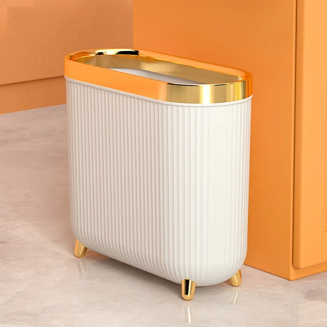 Kitchen Trash Can Gold Tall Trash Can Waterproof Trash Can Bedroom