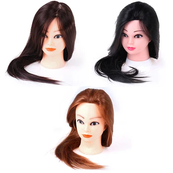 Nuova Testa di Manichino Professionale con Capelli Umani per Pratica di Acconciature da Parrucchiere