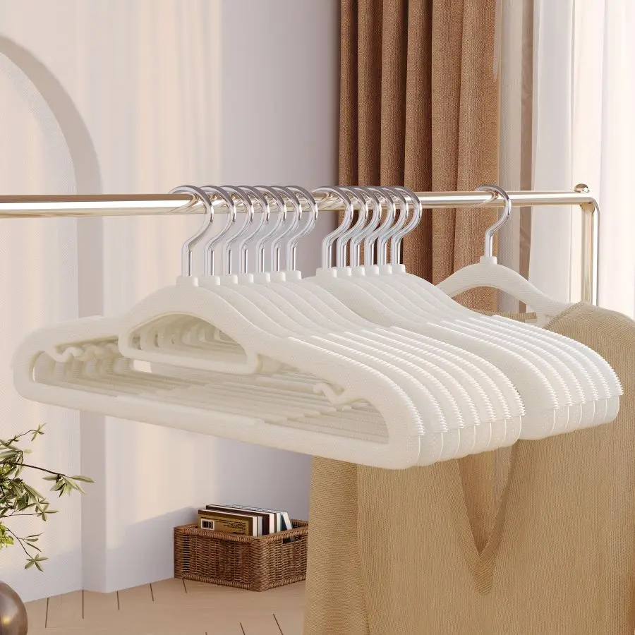 Clothes Hanger I KNOW Plastic Space Saving Clothes Hanger 10PCS Stripe Non Slip Coat Hanger Heavy Duty Pant Rack Upgraded Wide Size Coat