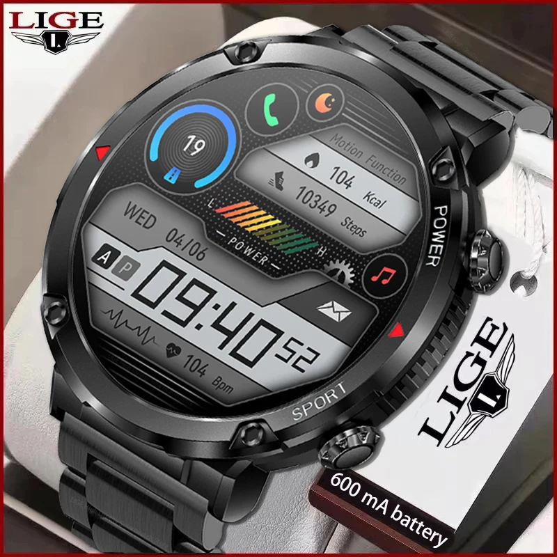 

LIGE 2023 Men Smart Watch 1.6 Inch Full Touch Sports Watches Bluetooth Call Smart Clock Long Standby Waterproof Smartwatch Men