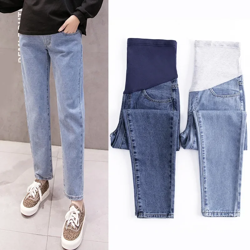High-waisted Maternity Jeans 2024 New Spring Collection Maternity Trousers Comfortable Stretchable Cotton Pants 3