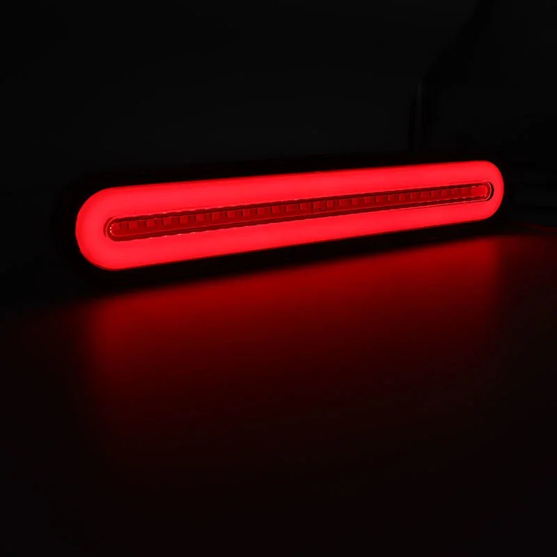 LED Tail Lights Waterproof LED Trailer Truck Brake Light 3 in1 Neon Halo Ring Tail Brake Stop Turn Light Sequential Flowing Signal Lamp 2x