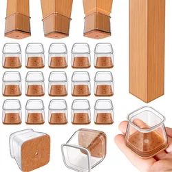 Silicone Chair Leg Floor Protectors with Felt Sliders - 16 - Pack - M (Transparent)
