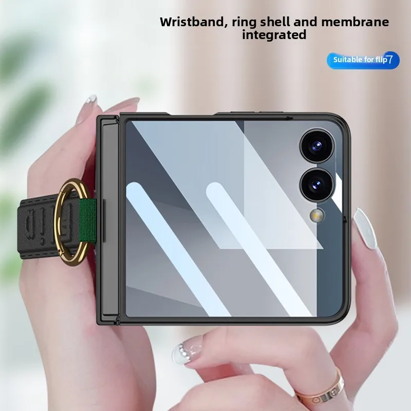 Ultra Thin Ring Holder Phone Case with Wrist Strap and Tempered Film Protection