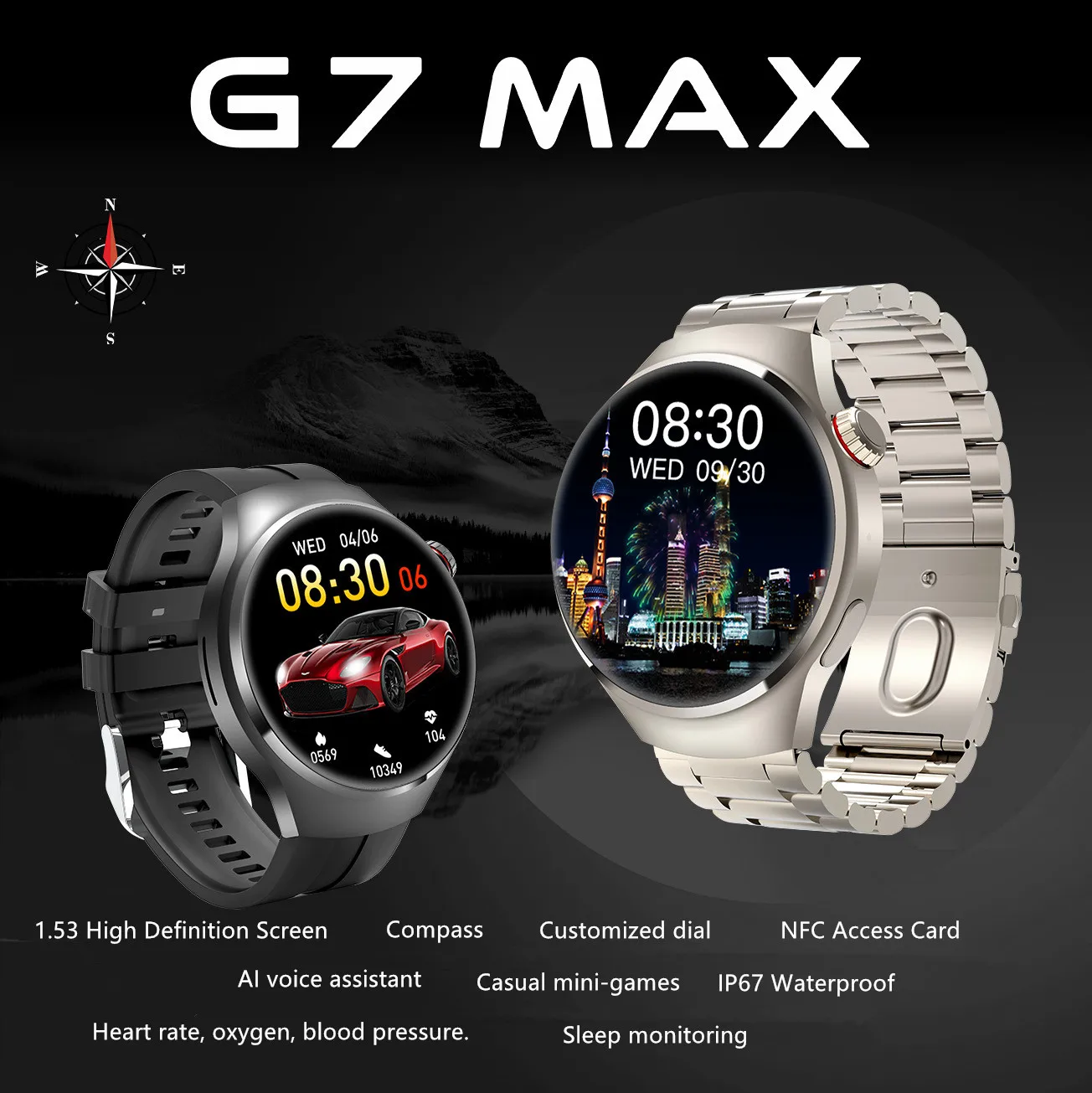 NEW G7MAX Smartwatch 360*360 Resolution watchs for